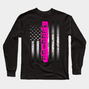 breast cancer warrior US flag Long Sleeve T-Shirt